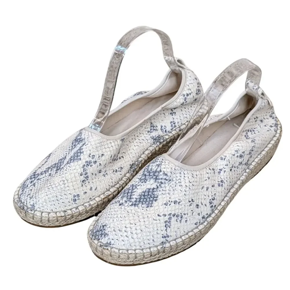 Cole Haan Cloudfeel Espadrille Ivory Grey Snakeskin Print Size 10.5 Women's